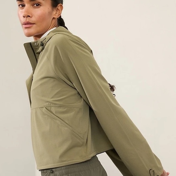 NWT Olive Athleta Boundless Popover Cropped Hoodie Women's Small - Picture 3 of 10